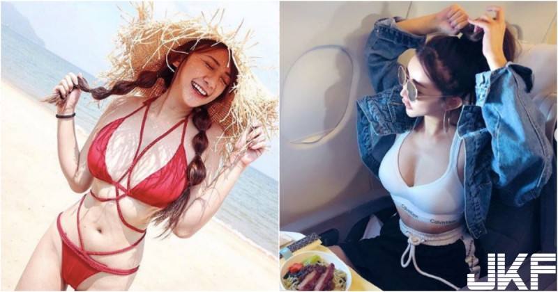飛機上驚見「背心爆乳妹」!兇猛乳量海邊大解放!比基尼也擋不住的白嫩!