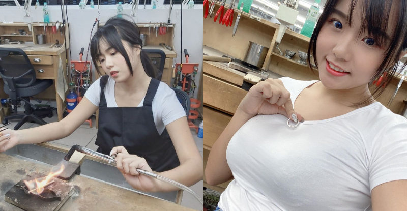 「正妹工匠」甜美氣質讓人戀愛 圍裙一脫更直接成為巨乳展示架