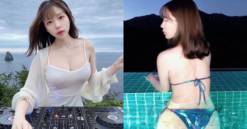 「大奶正妹DJ」海邊爆乳打碟，下水後「曼妙曲線」更藏不住，細腰翹臀全都露！