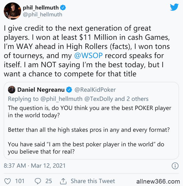 Phil Hellmuth声称他在游戏中至少盈利1100万美元