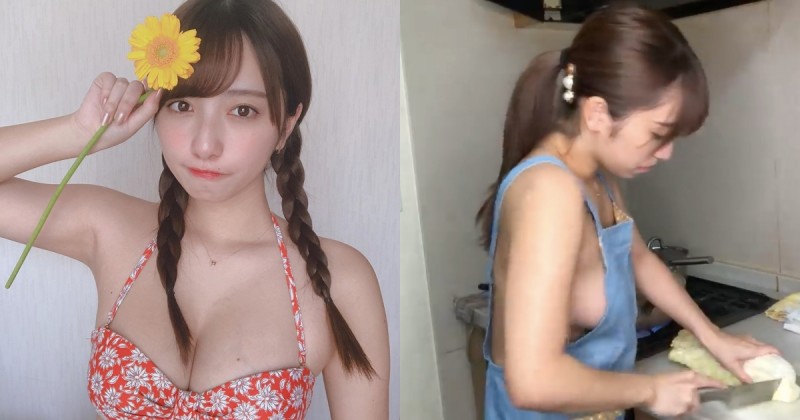 日本22歲女大生「裸體圍裙」直播教做菜，美乳ㄉㄨㄞㄉㄨㄞ引80萬人觀看！