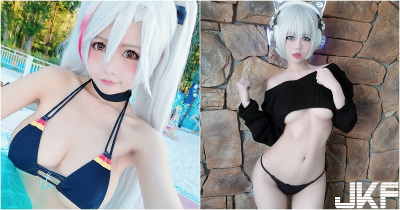 「大奶萌妹」cosplay好吸睛！「白嫩巨乳」遮不住跑出來，小隻馬太狂啦！