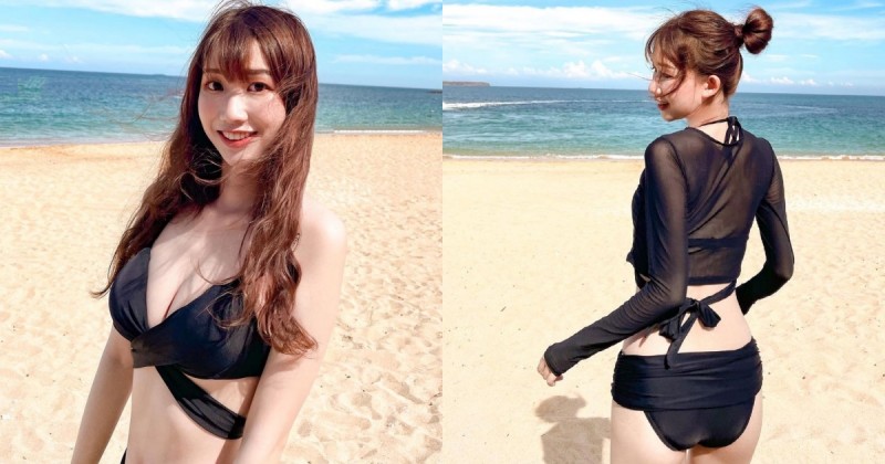 國北教「長腿學生妹」身高171cm，澎湖海邊穿比基尼秀出「渾圓雪乳」！