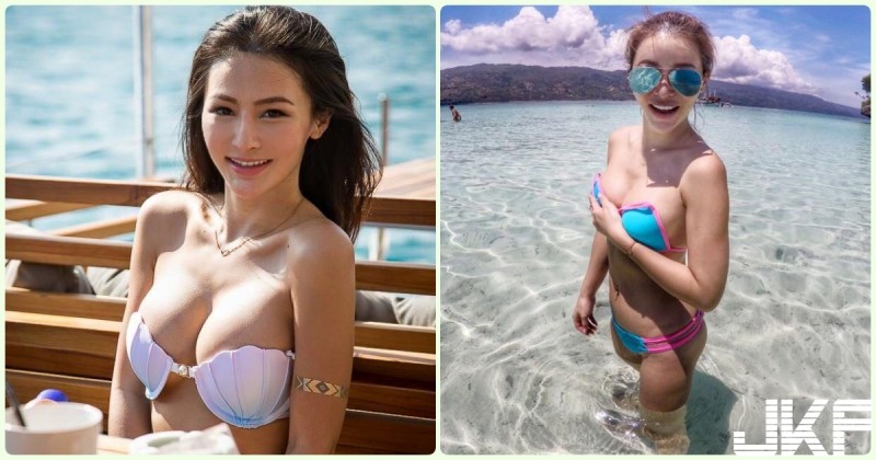 海邊白皙正妹「胸猛乳量」美乳都快滑出來！超邪惡畫面讓人受不了啊…