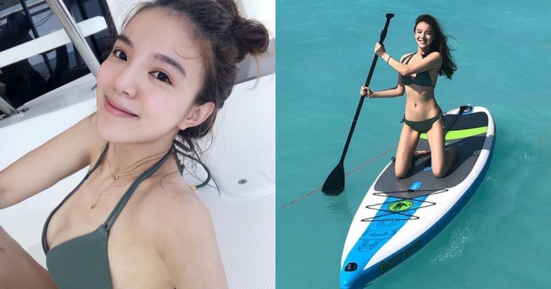 龜山島外海嗨玩SUP！「比基尼正妹」Angie笑容甜美燦爛，身材曲線也好迷人！