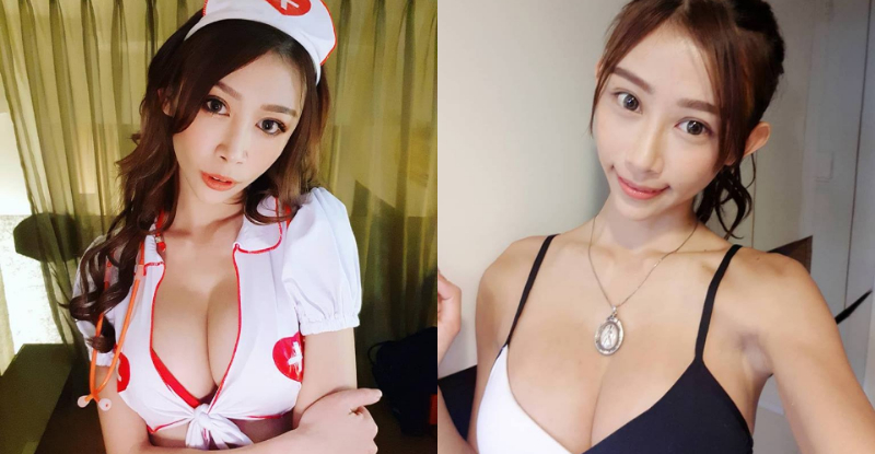 性感小護士「Angela 步步」爆乳使壞　制服領口敞開扣不起來！