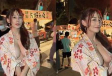 夏天就是要逛祭典！日本妹子浴衣敞開露人字巨乳逛攤販-蜗牛扑克官方-GG扑克