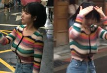 韓國超萌短髮妹挺巨乳來台旅遊　衣服條紋都被撐到變形-蜗牛扑克官方-GG扑克