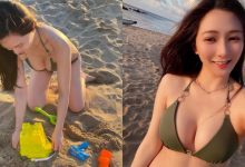 野生「比基尼正妹」墾丁海邊玩沙，低頭「渾圓雪乳」爆出，路人看了都想立刻加入！-蜗牛扑克官方-GG扑克