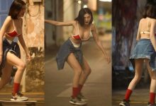 「 短髮巨乳正妹」深夜街頭溜滑板！超清涼爆乳內衣＋小熱褲，滑到哪都搶眼！-蜗牛扑克官方-GG扑克